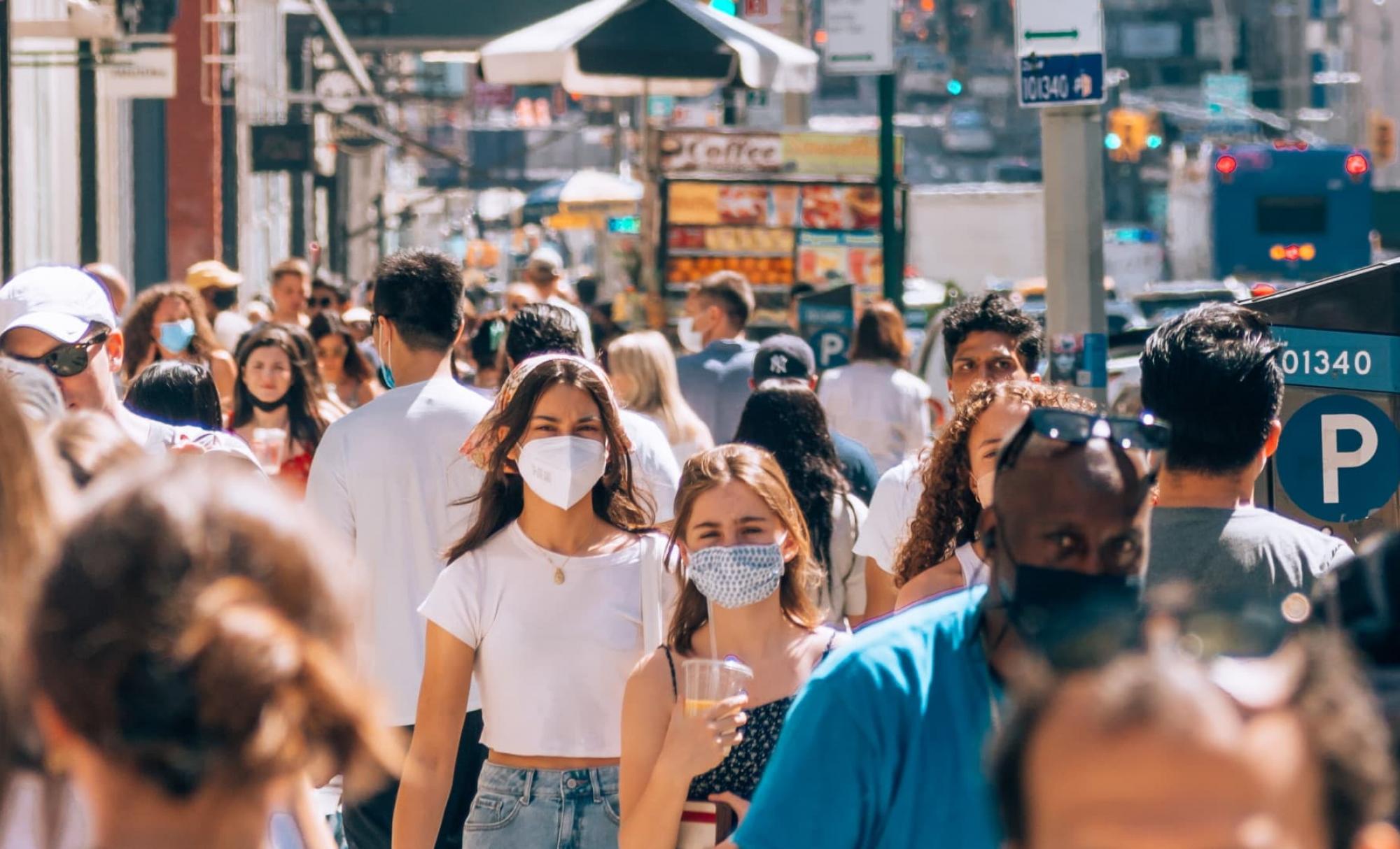 People in Manhattan wearing face masks