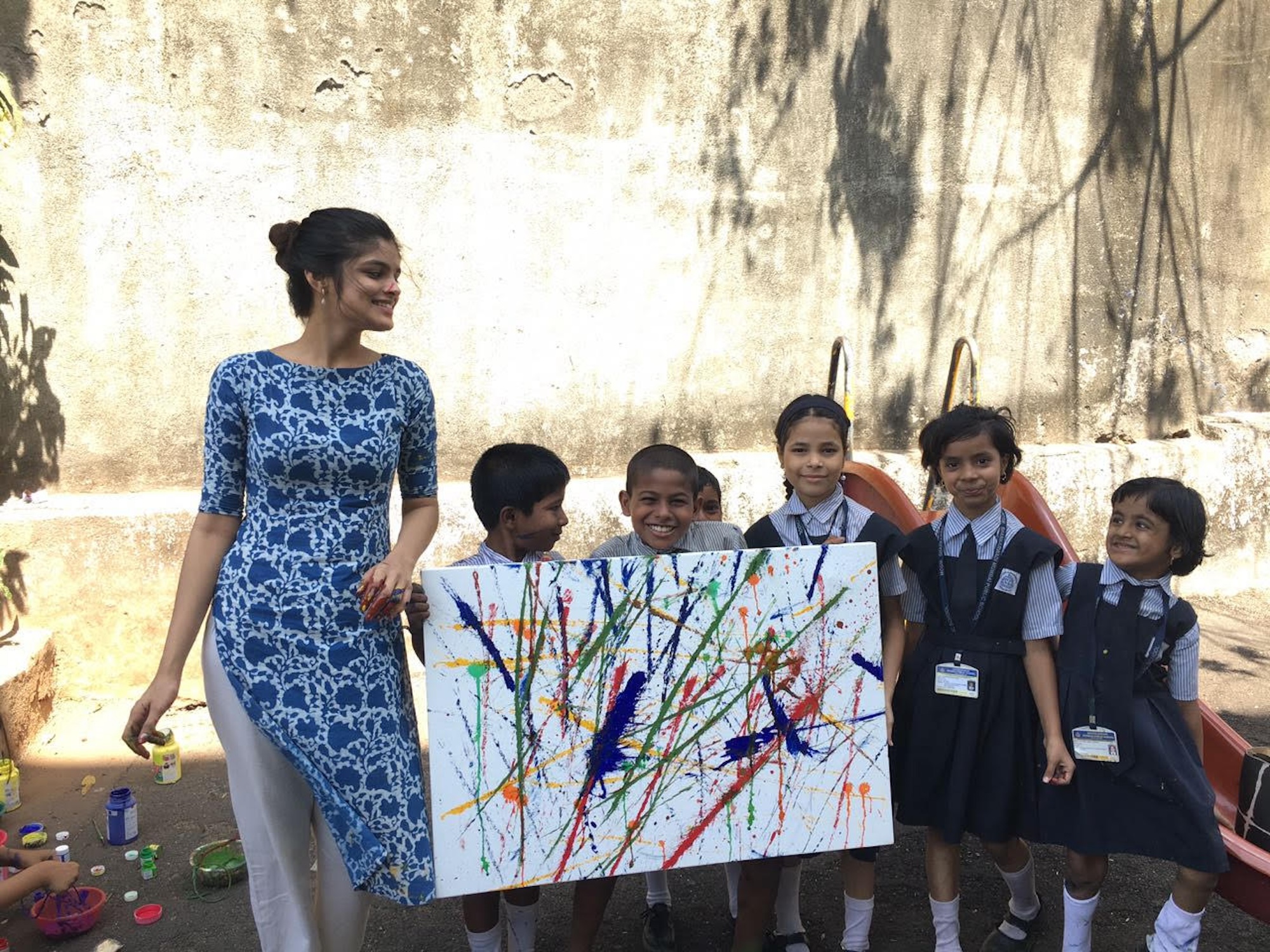 With my first students of Saturday Art Class