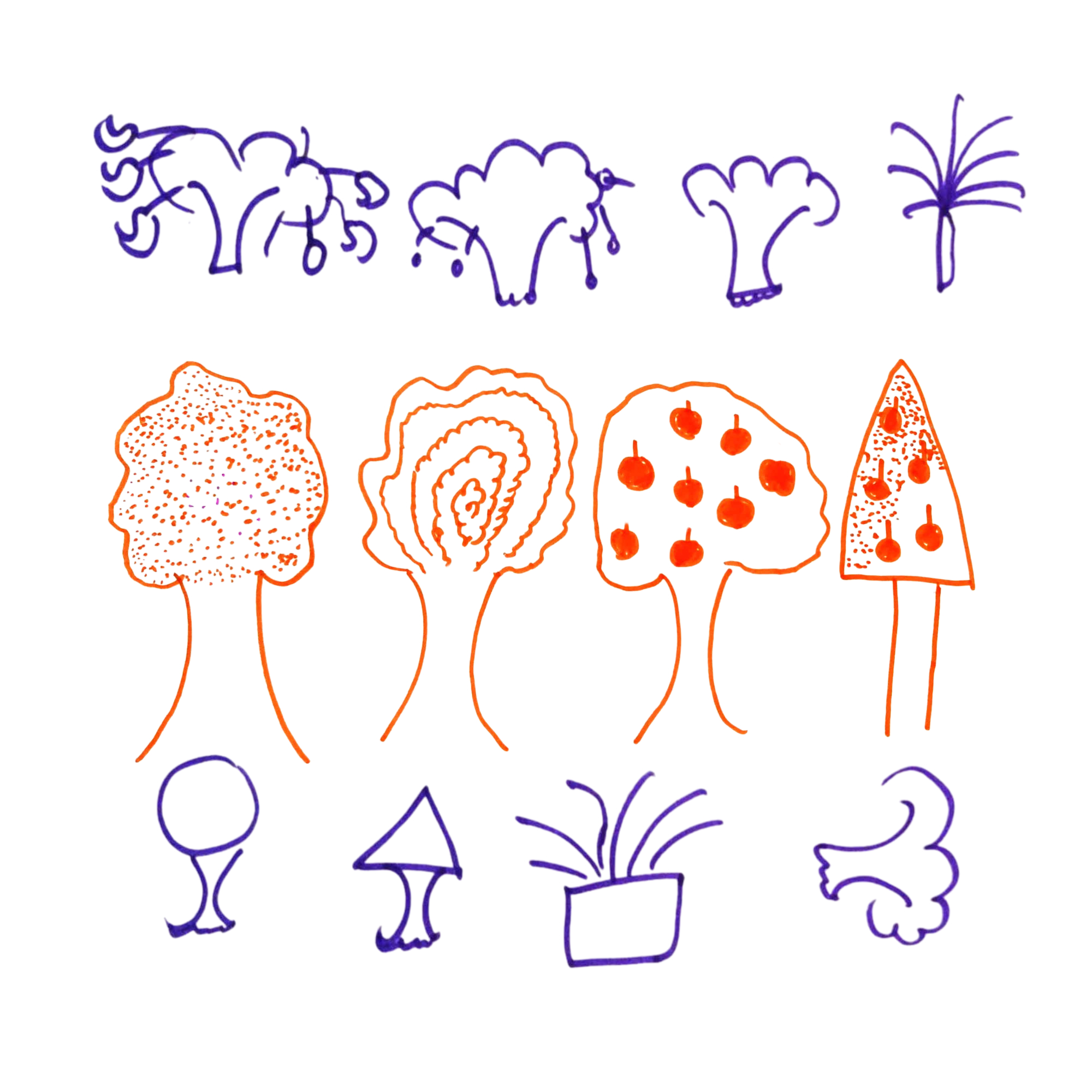 Children imagine multiple ways to draw a tree