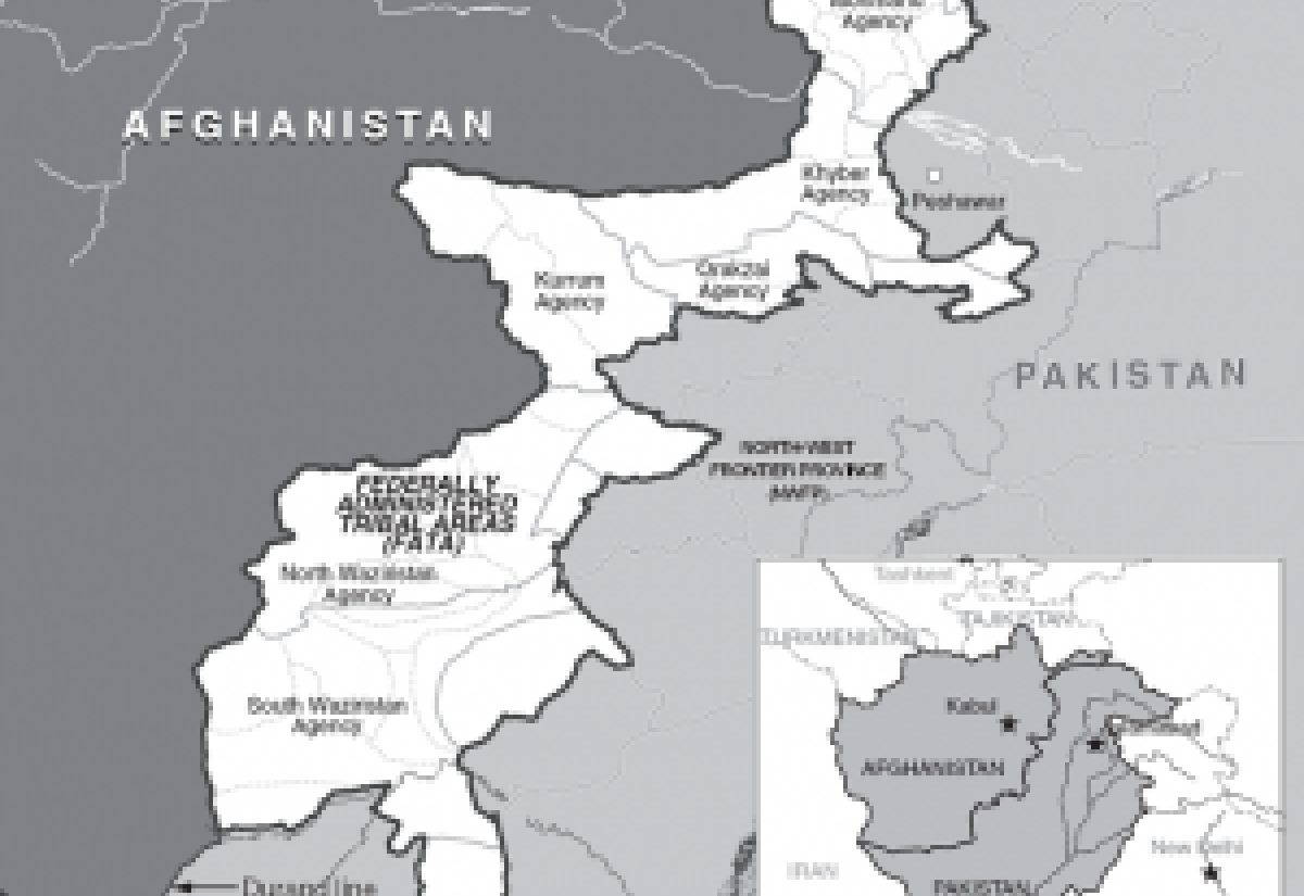 Map of Federally Administered Tribal Areas (FATA) in Pakistan.